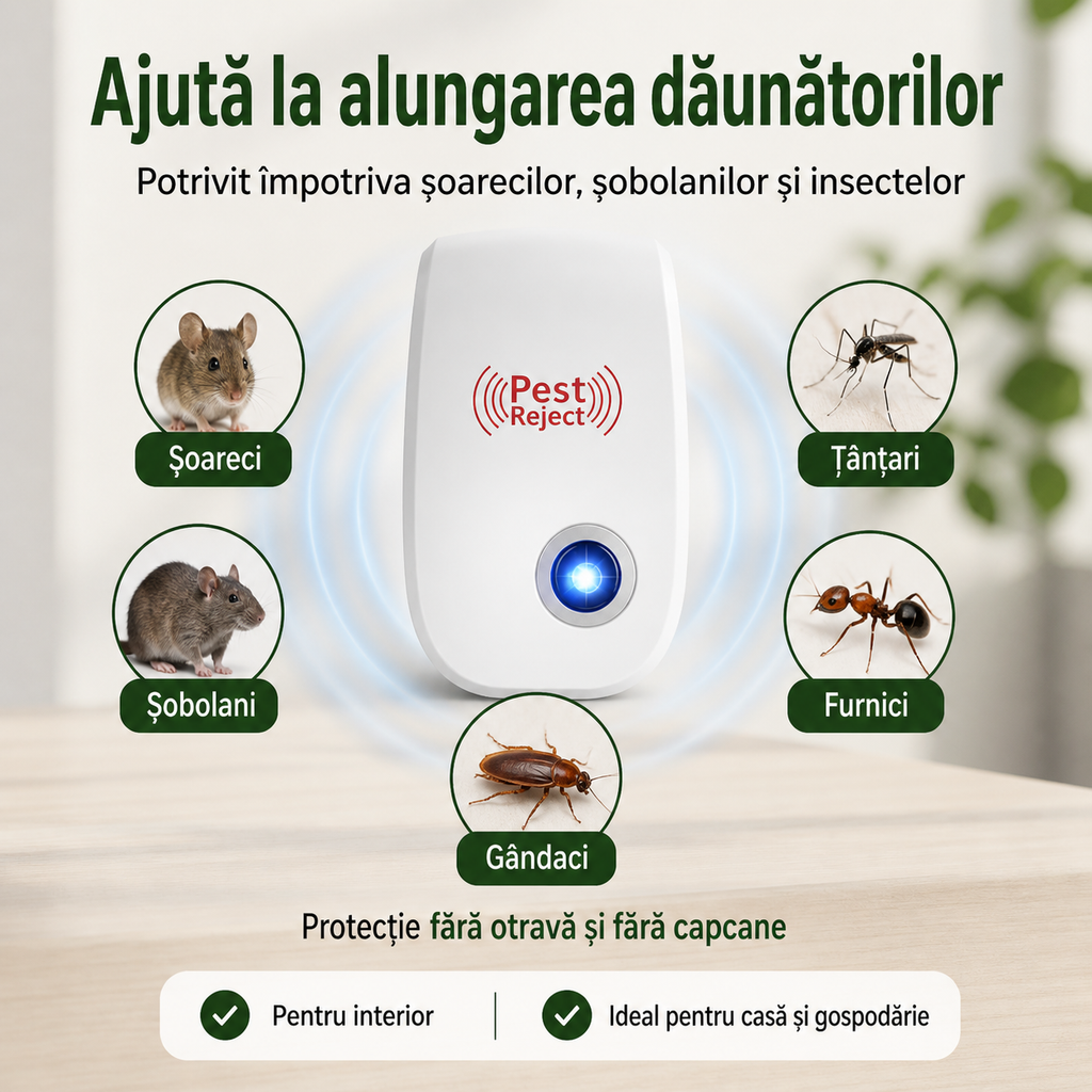 PEST REJECT - Aparat Anti-Rozătoare pentru Casă și Gospodărie