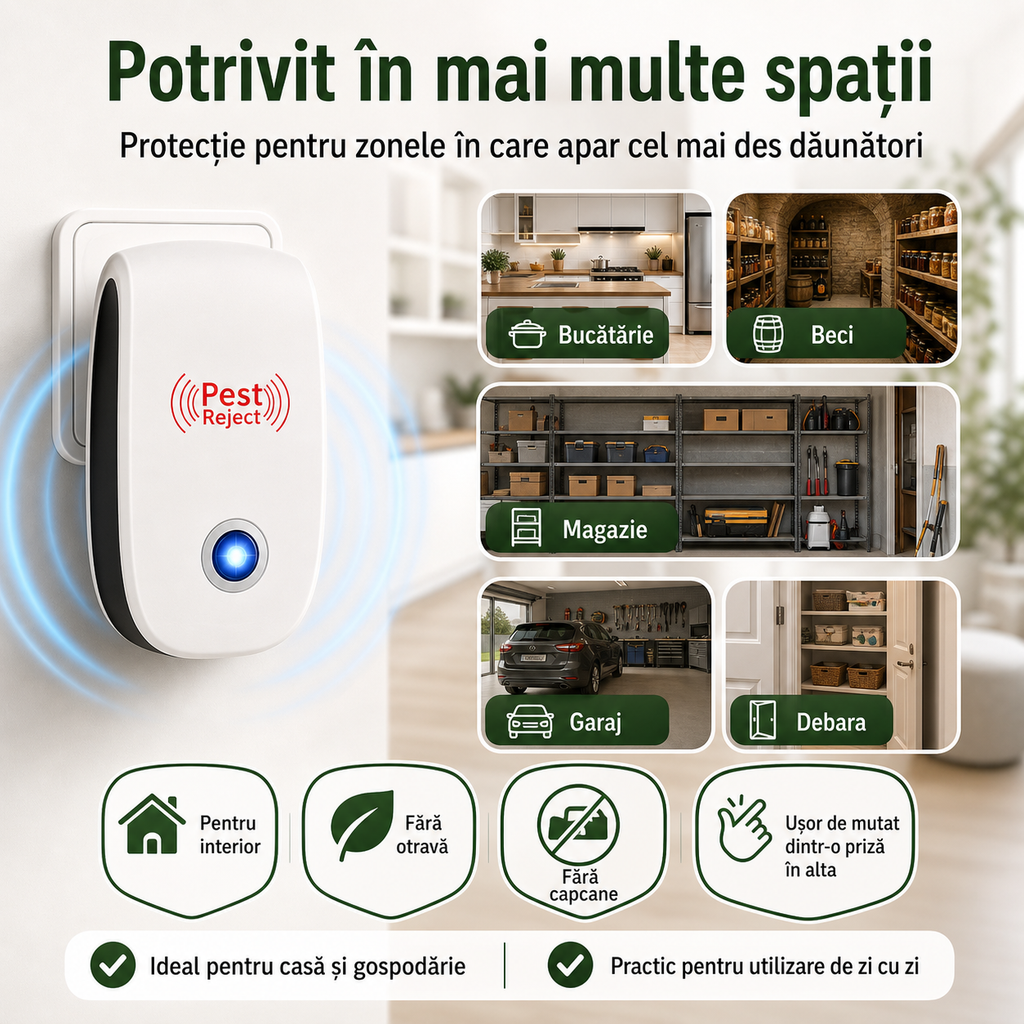 PEST REJECT - Aparat Anti-Rozătoare pentru Casă și Gospodărie