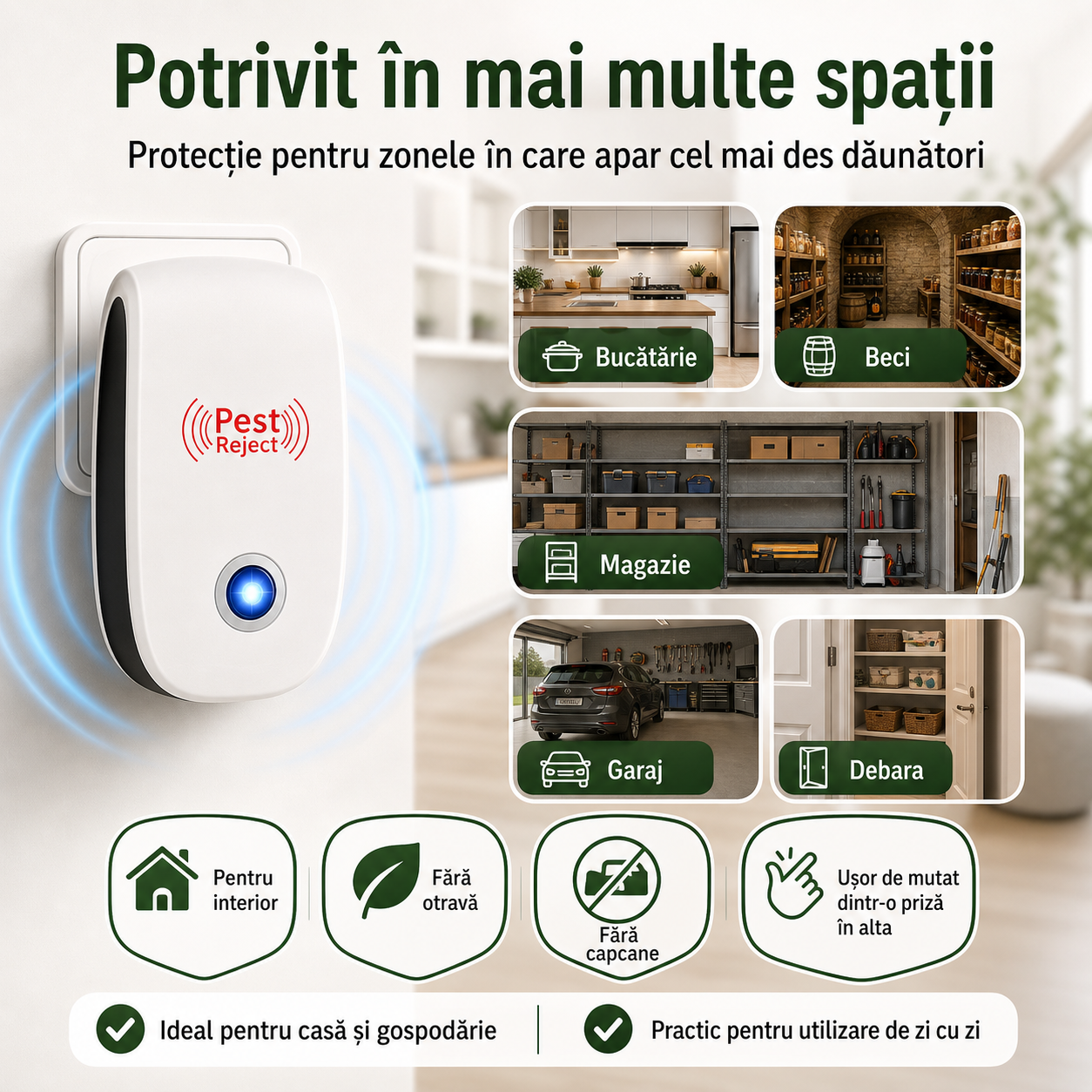 PEST REJECT - Aparat Anti-Rozătoare pentru Casă și Gospodărie